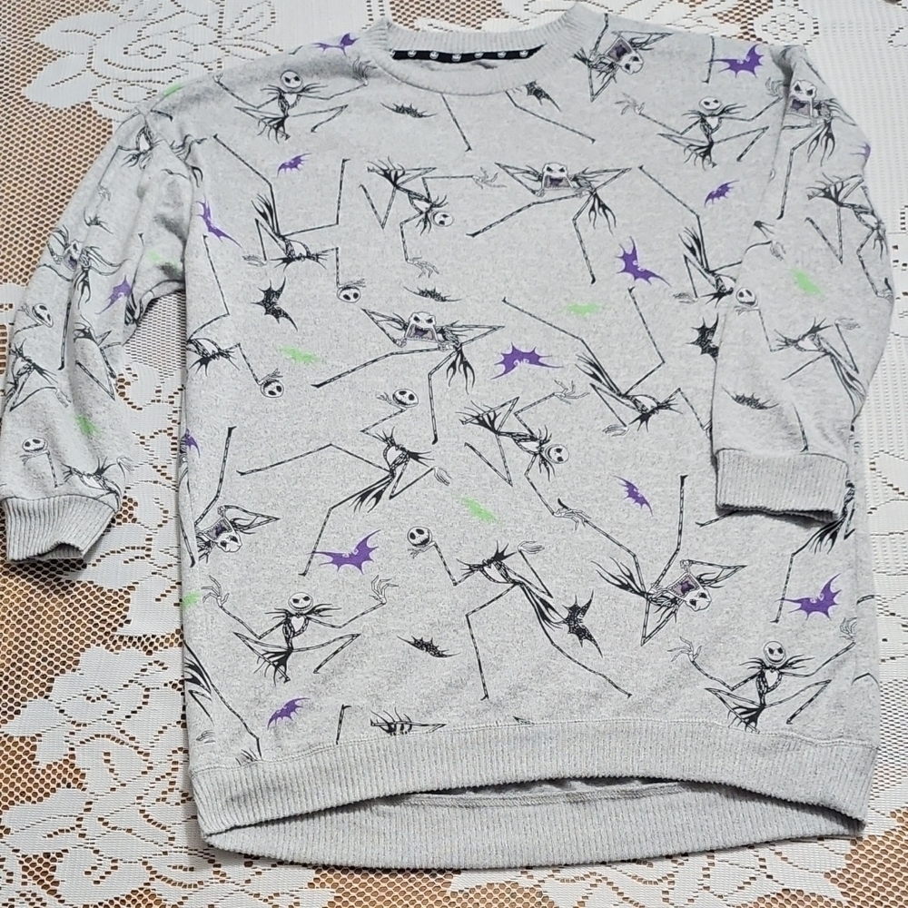 Disney Jack Skellington Nightmare Before Christmas Gray Oversized Sleep Shirt